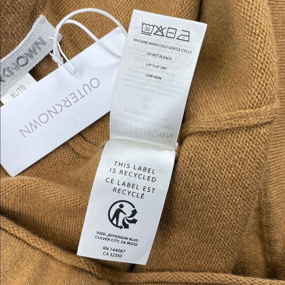 NEW Outerknown XL Cashmere Superfine Wool Tan Wide-Leg Knit Sweatpants - Picture 11 of 13